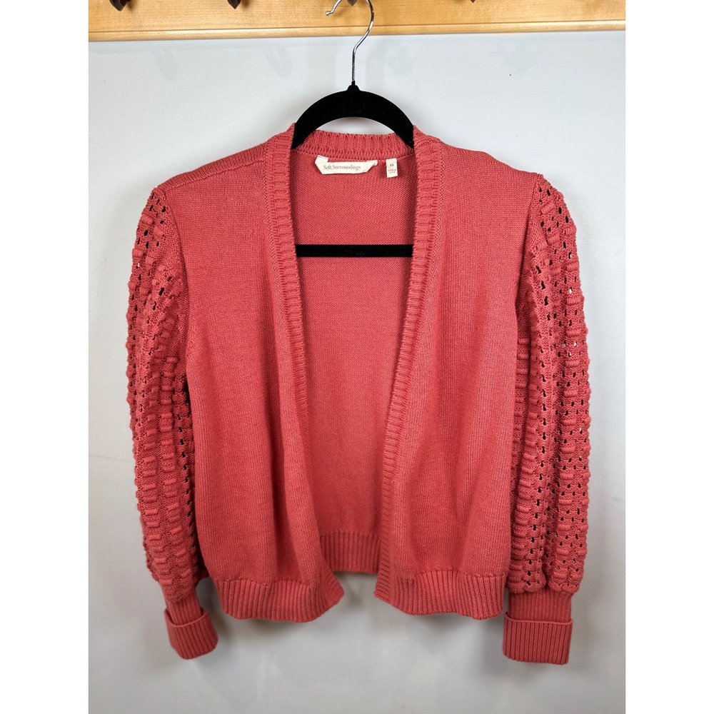 Soft Surroundings Hollyhock Open Front Textured Sleeve Cardigan Sweater XS - Picture 2 of 4